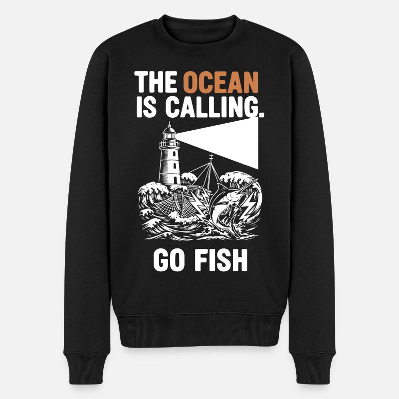 Pêche Mer Ocean Go Fish - Männer Premium Bio Pullover - Schwarz