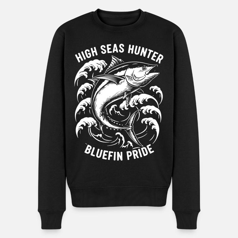 Seefischer Thunfisch-Blauflossenjäger - Männer Premium Bio Pullover - Schwarz
