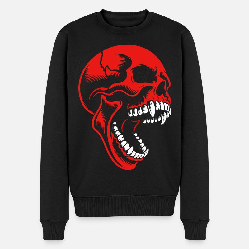 Roter Totenkopf - Männer Premium Bio Pullover - Schwarz