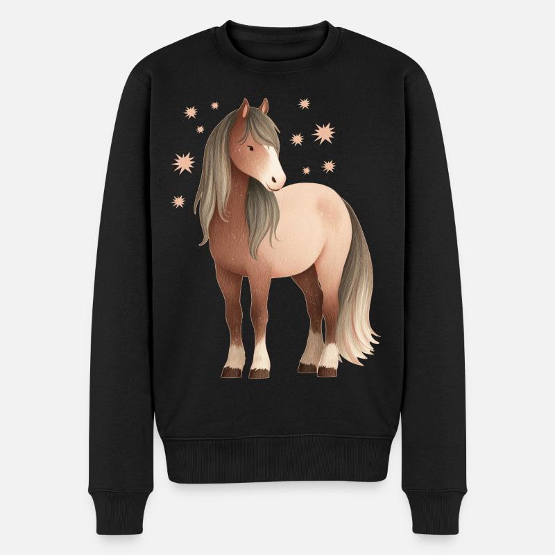 Pferd Sterne - Männer Premium Bio Pullover - Schwarz