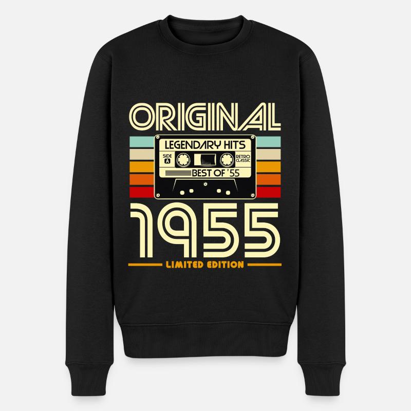 Retro-Kassette 1955 Legendäre Hits - Männer Premium Bio Pullover - Schwarz