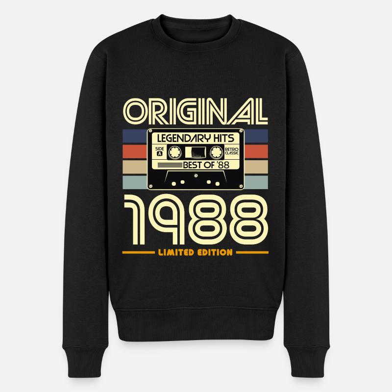 Retro 1988 Limited Edition Kassette - Männer Premium Bio Pullover - Schwarz