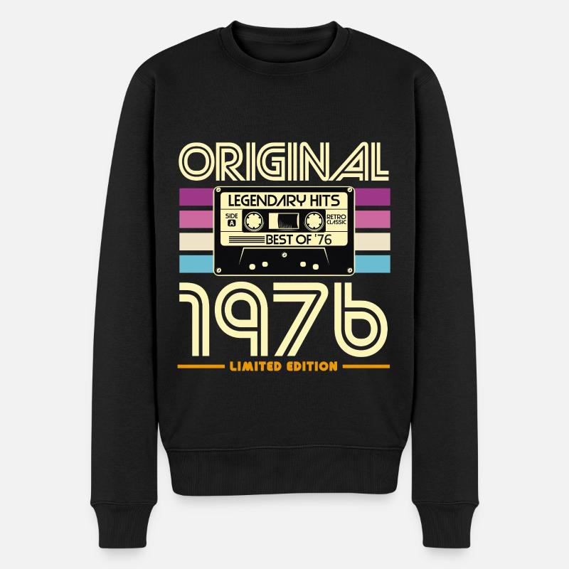 Kassette Retro 1976 Edition - Männer Premium Bio Pullover - Schwarz