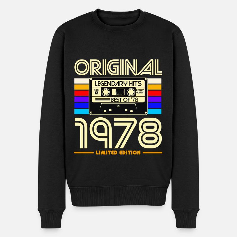 Original-Kassetten-Retro von 1978 - Männer Premium Bio Pullover - Schwarz