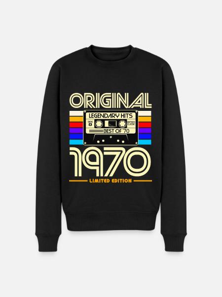 Original 1970's Cassette Retro Edition - Men's Premium Organic Jumper - black