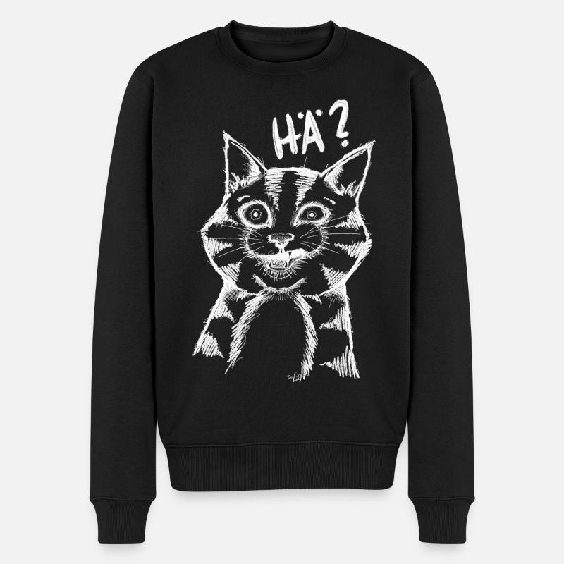 HÄ CAT - Männer Premium Bio Pullover - Schwarz