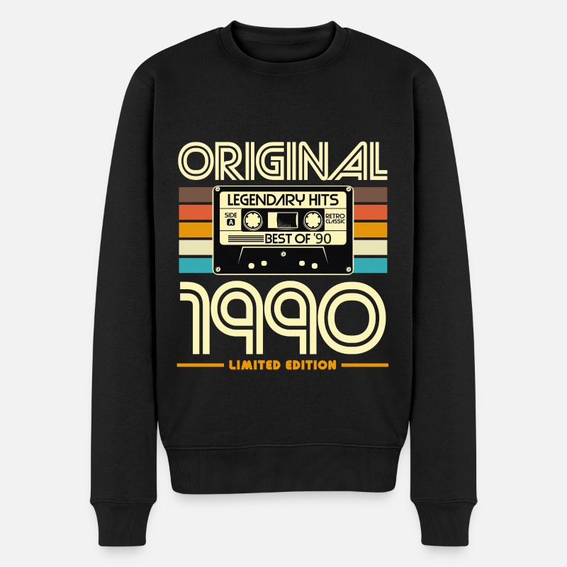Original 1990 Cassette Rétro Hits - Pull Premium bio Homme - noir