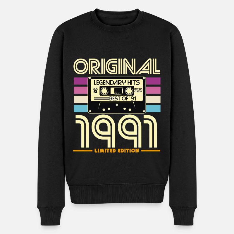 1991 Cassette Rétro Légende - Pull Premium bio Homme - noir