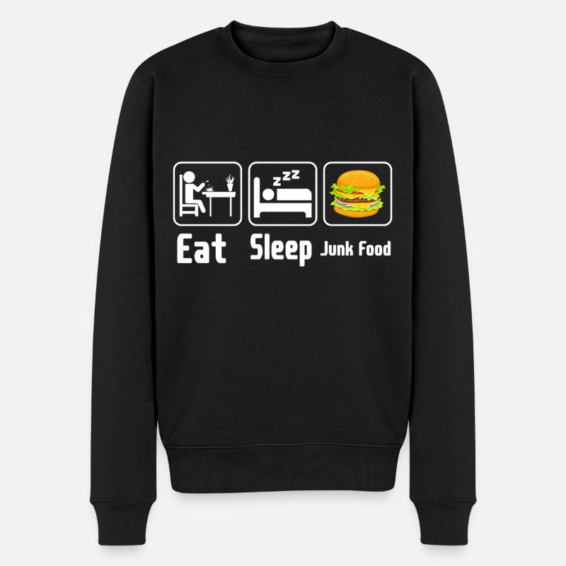 Eat Sleep Junk Food - Männer Premium Bio Pullover - Schwarz