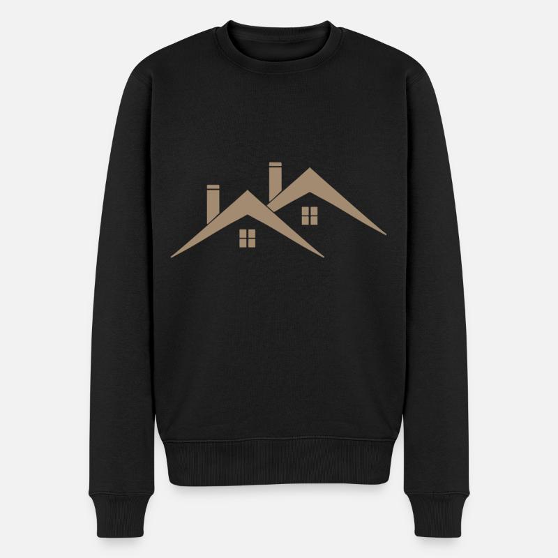 Dach - Haus Dach - Männer Premium Bio Pullover - Schwarz