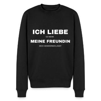 Heimwerken Ich liebe es wenn meine Freundin - Männer Premium Bio Pullover - Schwarz - Vorne - Nico (187cm)