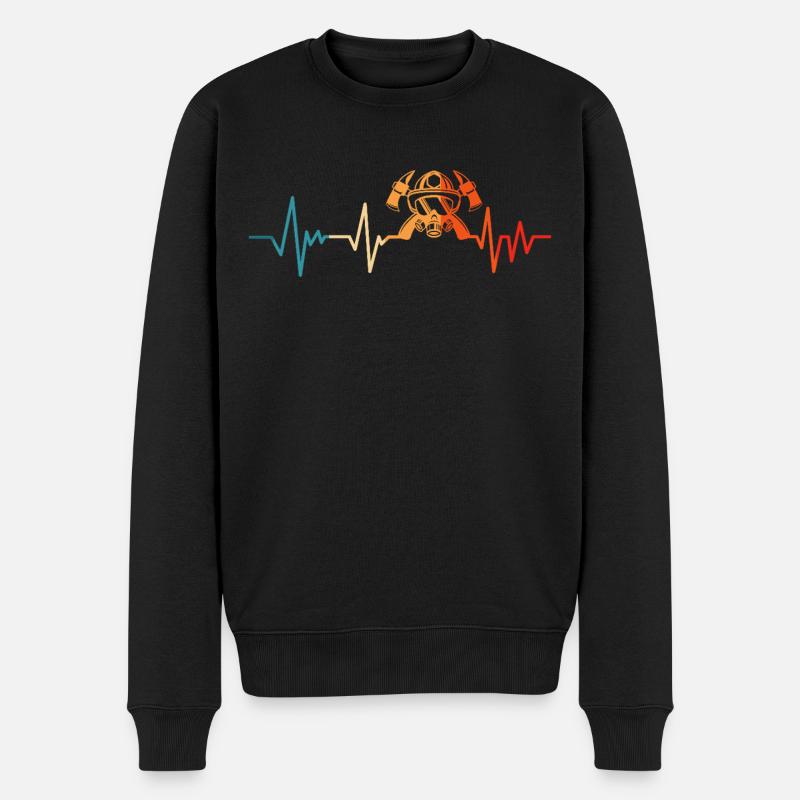 Pompier battement de cœur pompier pompier - Pull Premium bio Homme - noir
