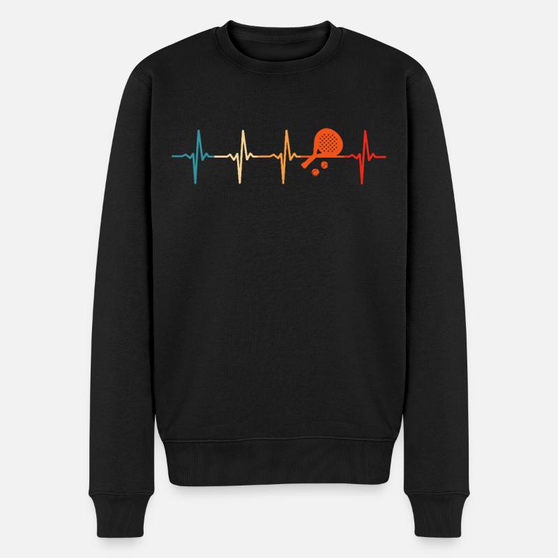 Padel Herzschlag Retro padel - Männer Premium Bio Pullover - Schwarz