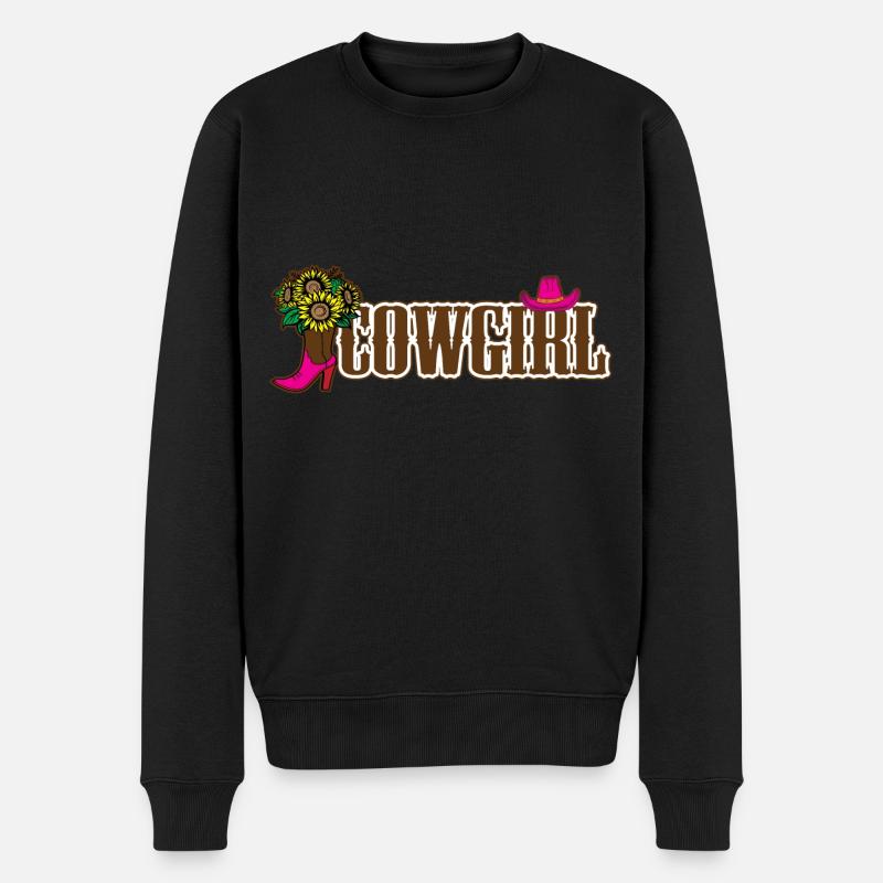 Cowgirls Pferd Pferde Westernreiten Geschenk - Männer Premium Bio Pullover - Schwarz