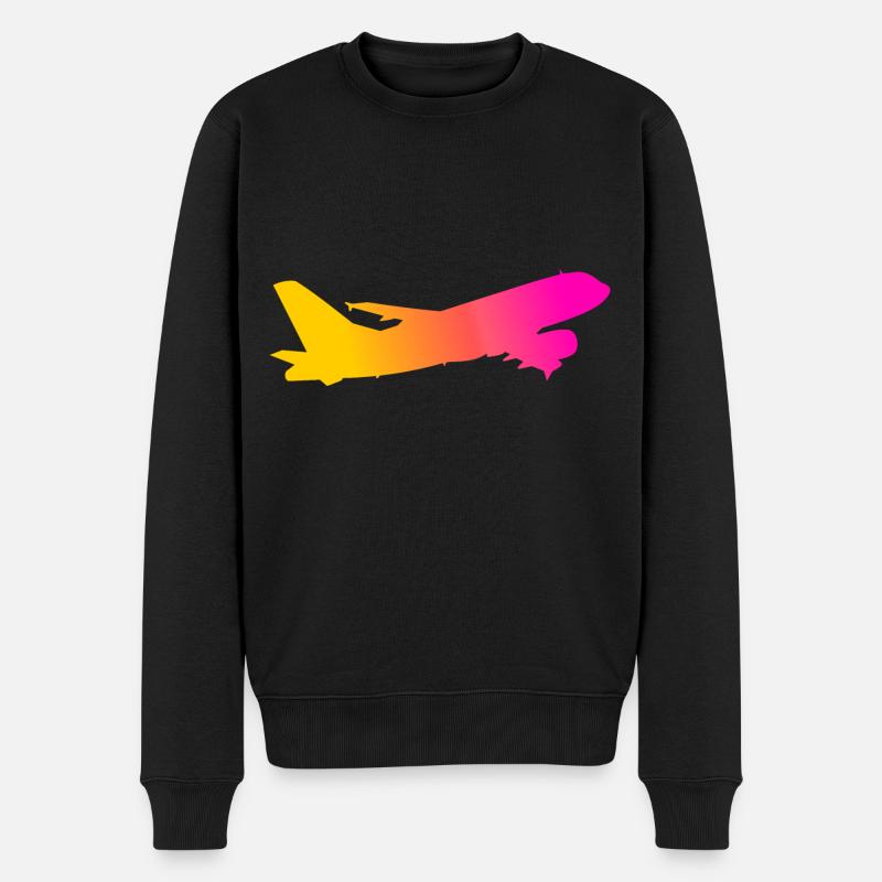 Flugzeug - Männer Premium Bio Pullover - Schwarz