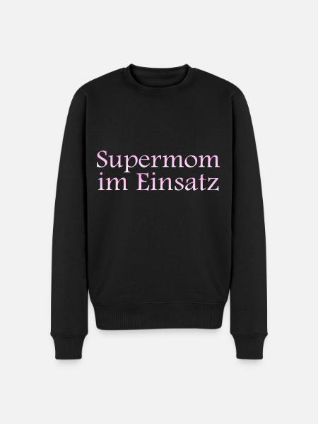 Supermom im Einsatz - Männer Premium Bio Pullover - Schwarz