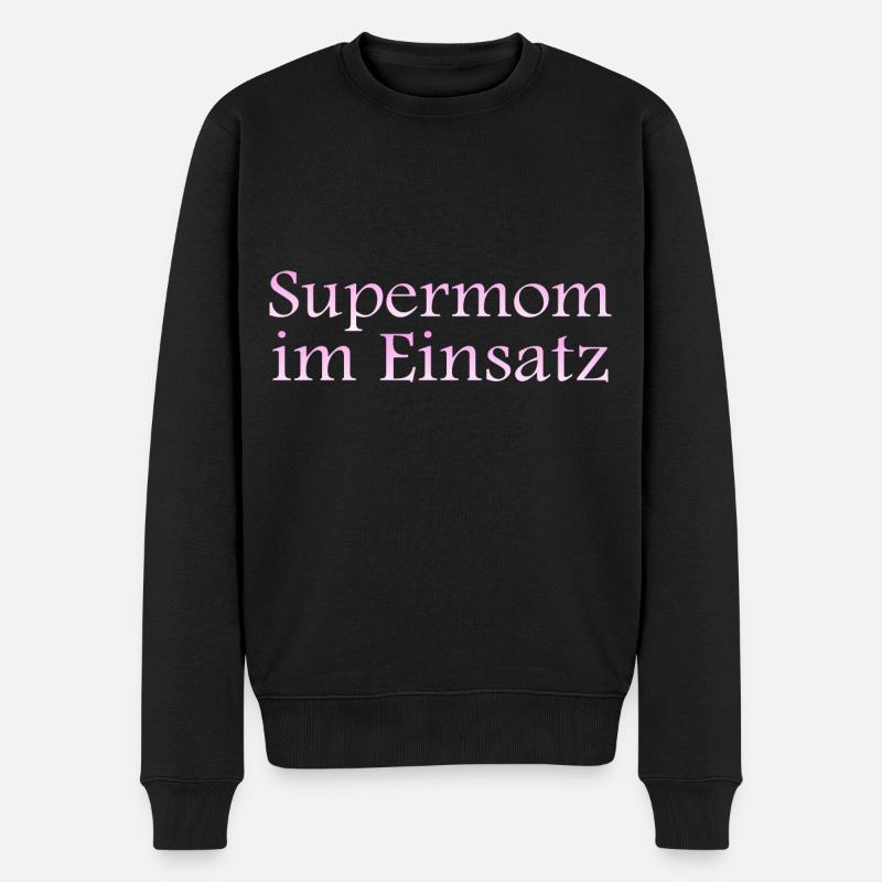Supermom im Einsatz - Männer Premium Bio Pullover - Schwarz