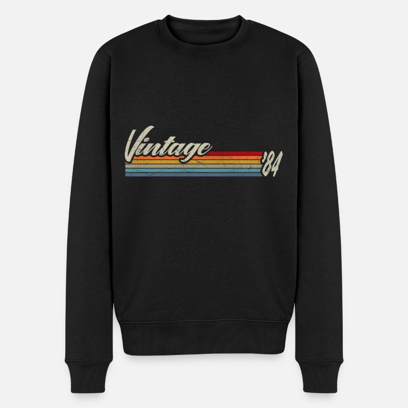 Vintage Since 1984 Geschenk Zum 37. Geburtstag - Männer Premium Bio Pullover - Schwarz