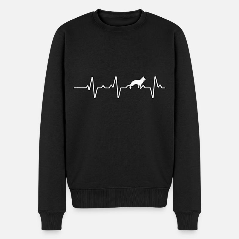 Herzschlag des Deutschen Schäferhundes - Männer Premium Bio Pullover - Schwarz