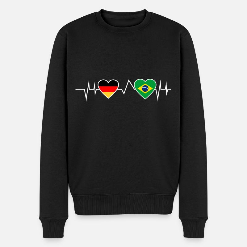 Deutschland Brasilien Herzschlag - Männer Premium Bio Pullover - Schwarz