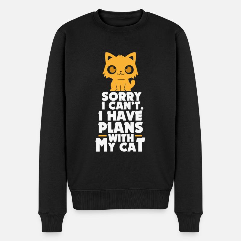 Katze Geschenk für Katzenliebhaber - Männer Premium Bio Pullover - Schwarz