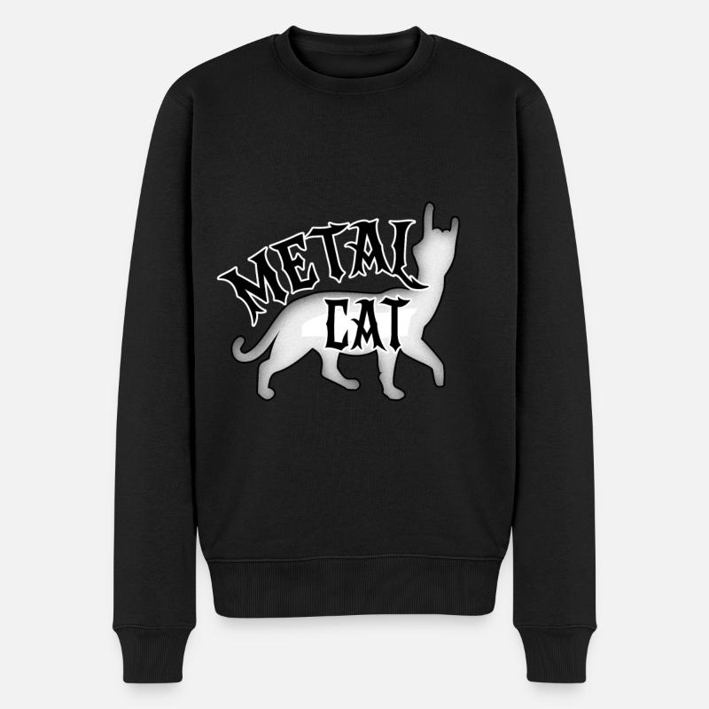 Metal Cat - Rock-Katze - Männer Premium Bio Pullover - Schwarz