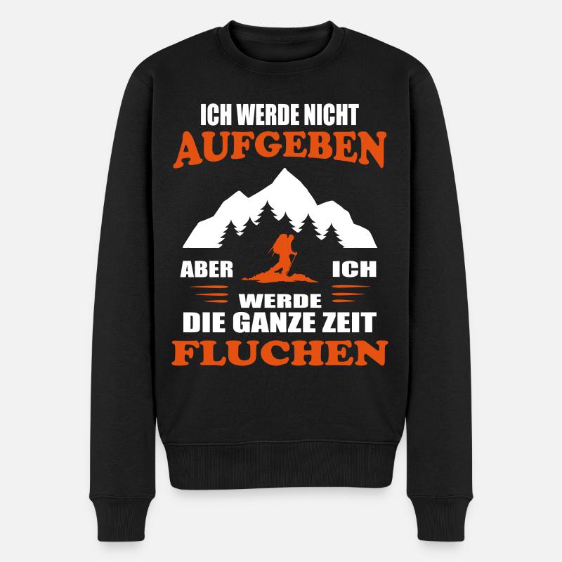 Wanderer Fluchen Wandern Trekking Hiking Lustig - Männer Premium Bio Pullover - Schwarz