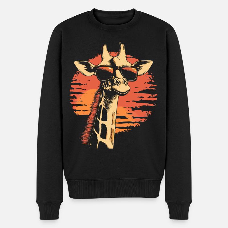 Giraffe mit Sonnenbrille - Männer Premium Bio Pullover - Schwarz