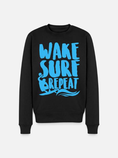 Surfing Wake Surf Repeat - Men's Premium Organic Jumper - black