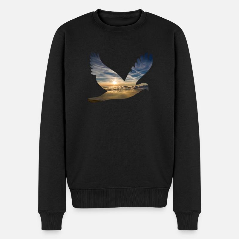 Friedenstaube Taube Frieden Freiheit Peace - Männer Premium Bio Pullover - Schwarz