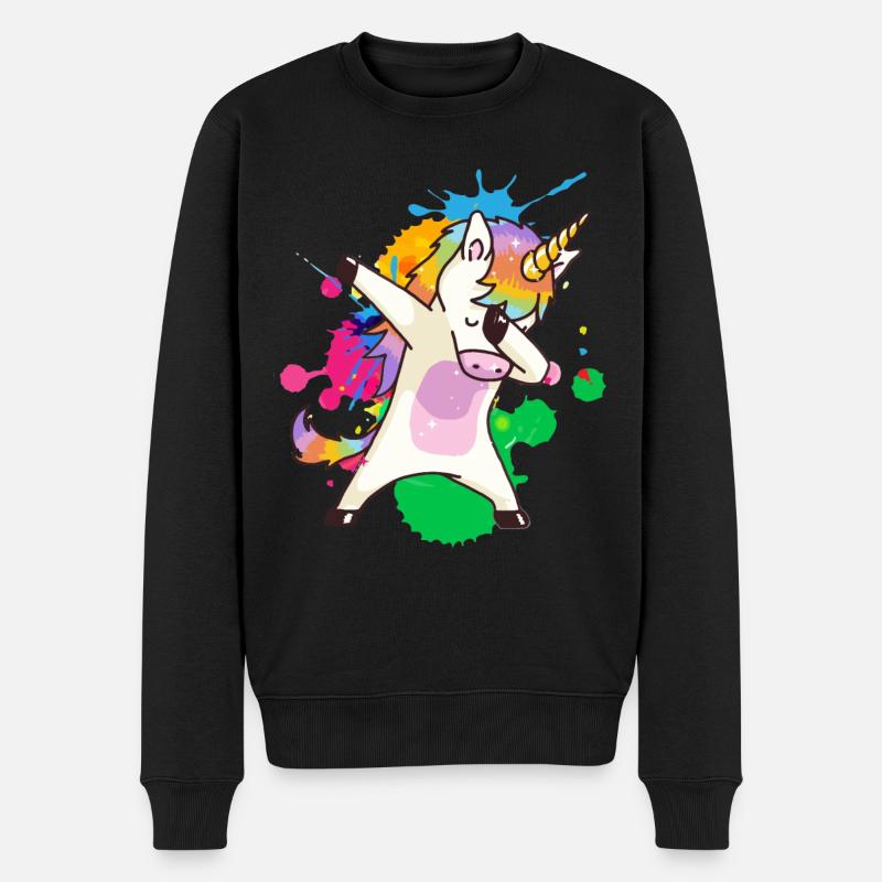 Dab Einhorn - Männer Premium Bio Pullover - Schwarz