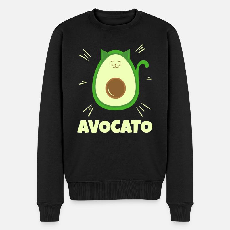 Avocato Lustige Katze Avocado Foodie Geschenk - Männer Premium Bio Pullover - Schwarz