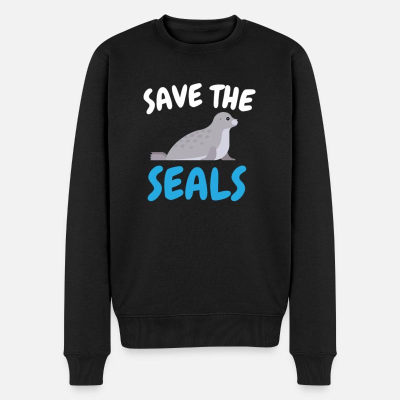 Sauver les phoques phoque protection des animaux lion de mer douce - Pull Premium bio Homme - noir