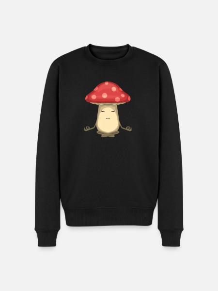 Cadeau méditation champignon - Pull Premium bio Homme - noir