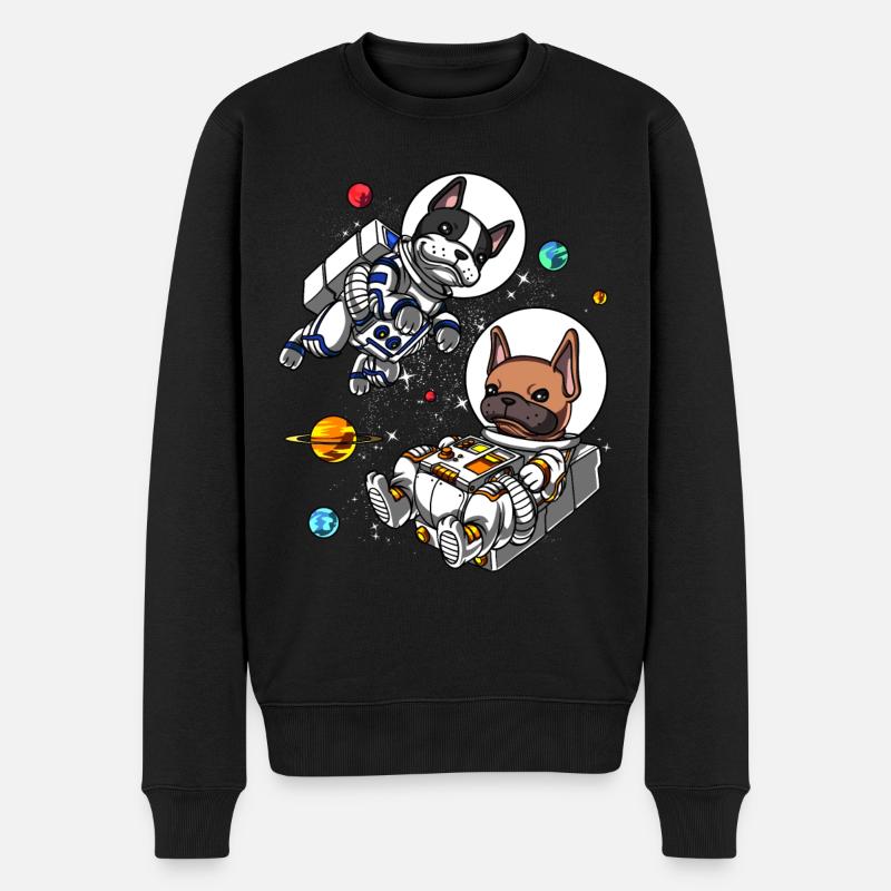 Bouledogue français astronaute espace chiens - Pull Premium bio Homme - noir