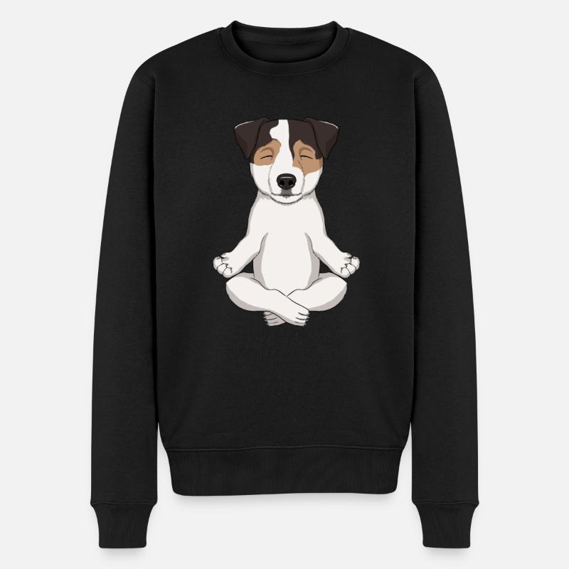Le pasteur Russell Terrier médite - Pull Premium bio Homme - noir