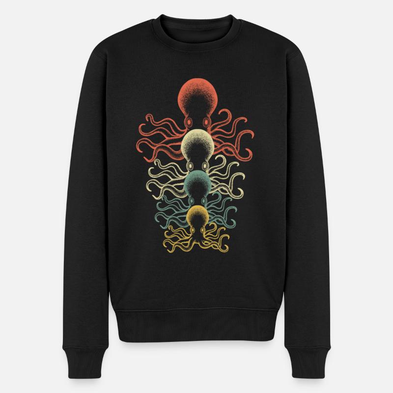 Cadeau de plongeur de poulpe pieuvre rétro - Pull Premium bio Homme - noir