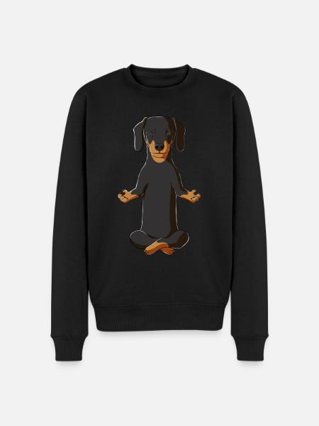 Meditation Dackel - Männer Premium Bio Pullover - Schwarz