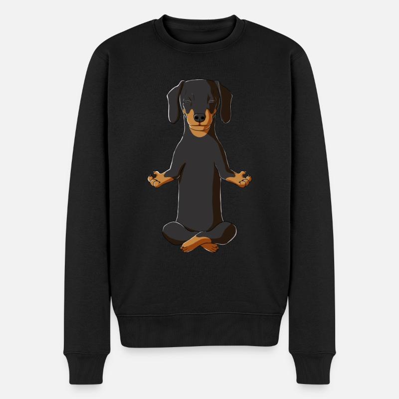 Meditation Dackel - Männer Premium Bio Pullover - Schwarz