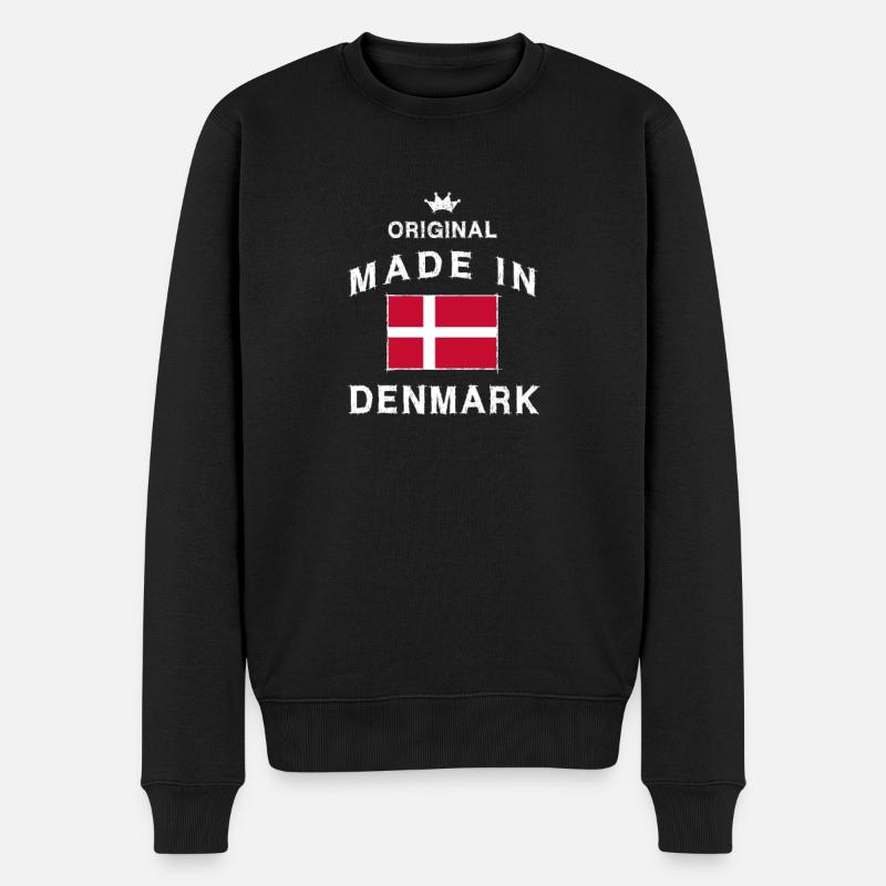 Made in Dänemark Geburt Baby Geschenk dänisch - Männer Premium Bio Pullover - Schwarz