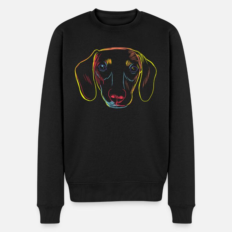 Strich Dackel - Männer Premium Bio Pullover - Schwarz