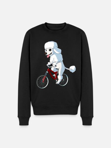 Dog Poodle On A Bicycle - Men's Premium Organic Jumper - black