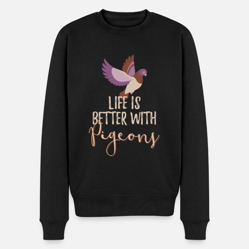 Life Is Better With Pigeons Taube Vogel Züchter - Männer Premium Bio Pullover - Schwarz