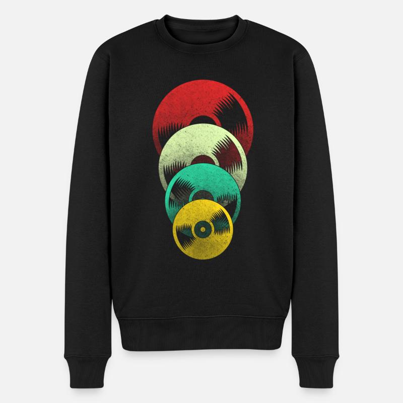 Retro Schallplatte - Männer Premium Bio Pullover - Schwarz