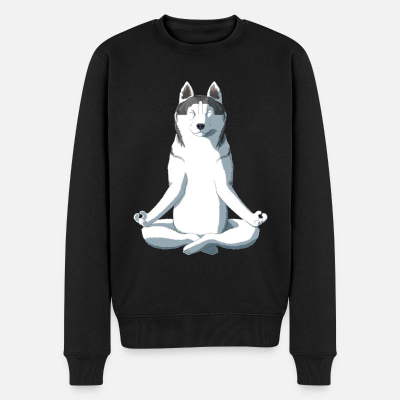 Yoga Husky Hund - Männer Premium Bio Pullover - Schwarz