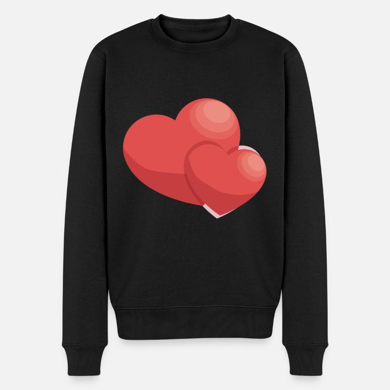 Romantisches herz - Männer Premium Bio Pullover - Schwarz