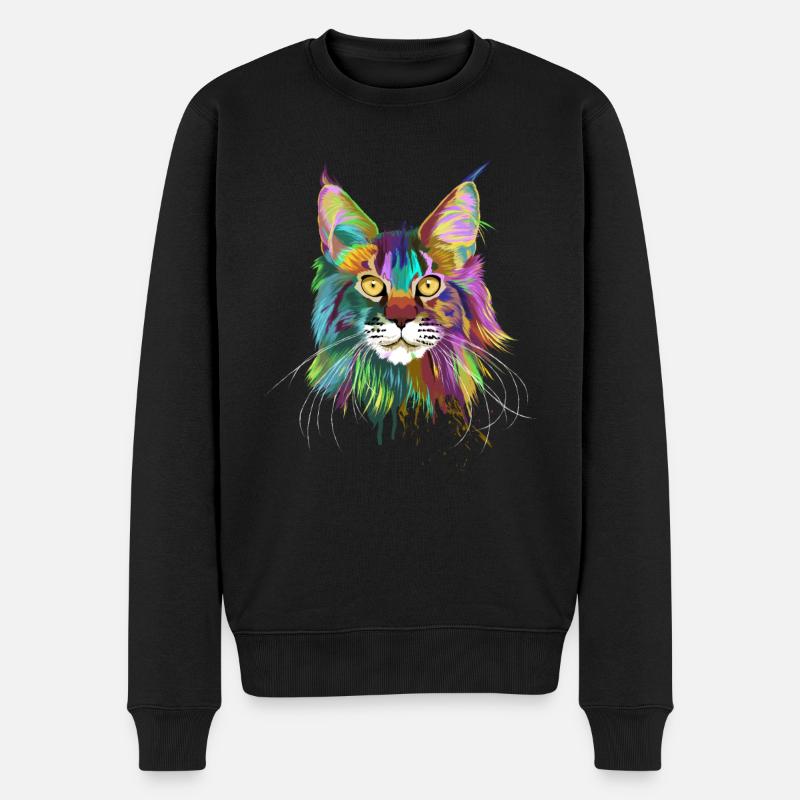 Maine coon Katze - Männer Premium Bio Pullover - Schwarz