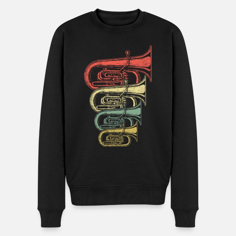 Retro Tuba - Männer Premium Bio Pullover - Schwarz