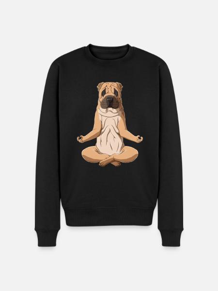 Yoga Shar Pei Dog - Men's Premium Organic Jumper - black