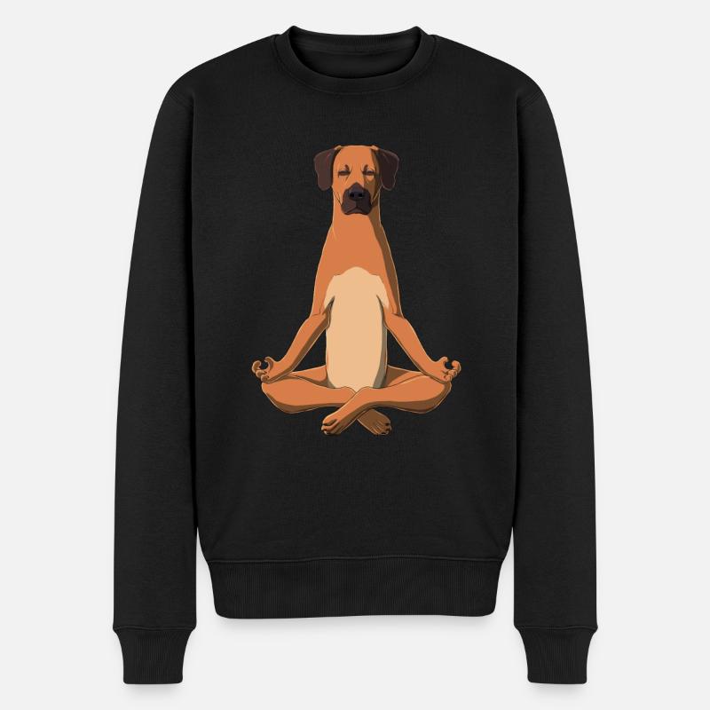 Yoga Rhodesian Ridgeback - Männer Premium Bio Pullover - Schwarz